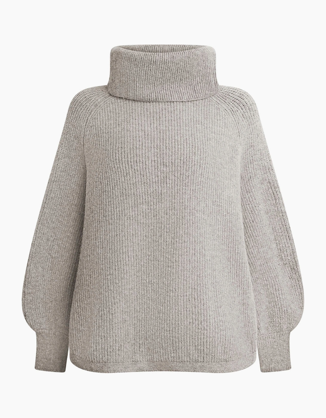 Pale Grey Balloon Sleeve Roll Neck Jumper