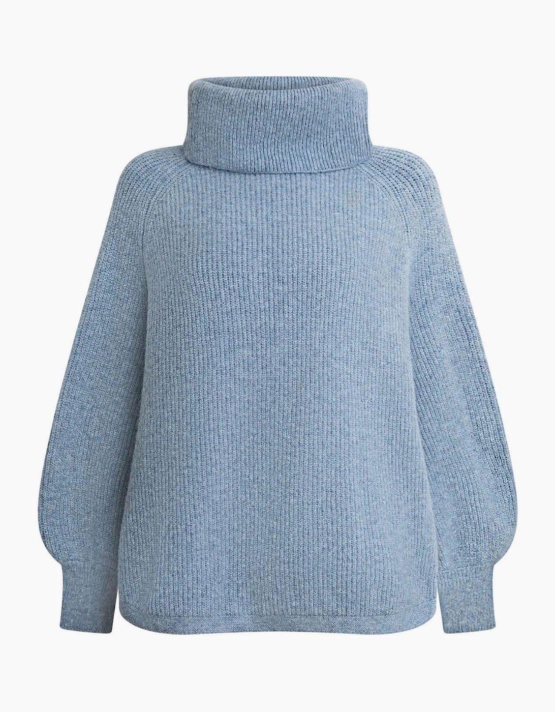 Pale Blue Balloon Sleeve Roll Neck Jumper