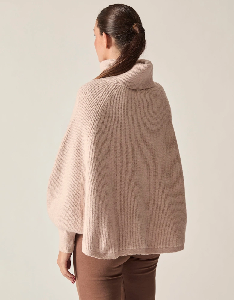 Pale Pink Balloon Sleeve Roll Neck Jumper