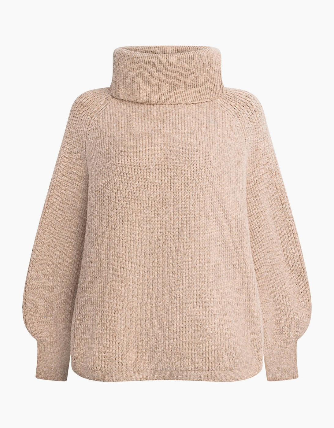 Pale Pink Balloon Sleeve Roll Neck Jumper