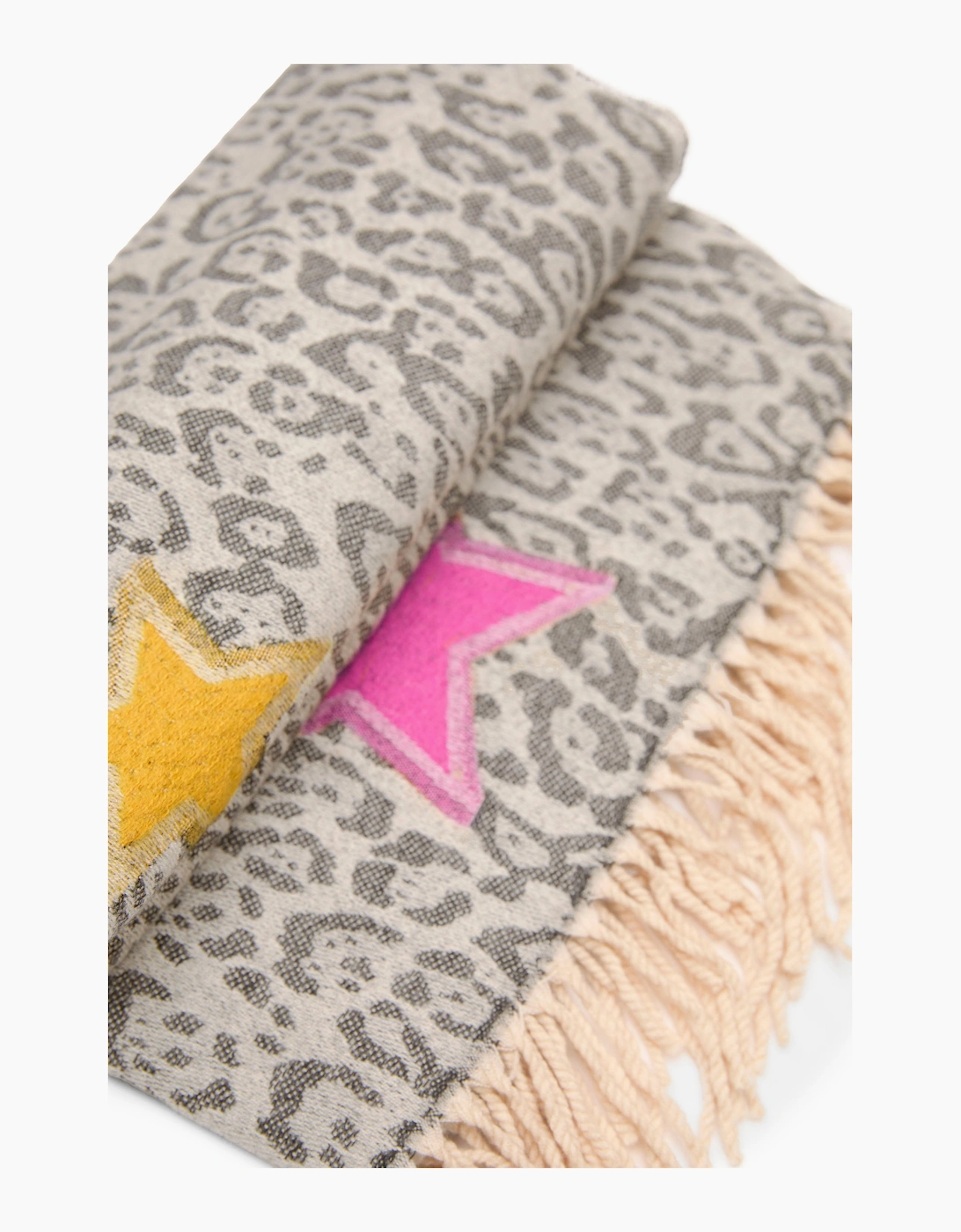 Grey Leopard Print Star Scarf