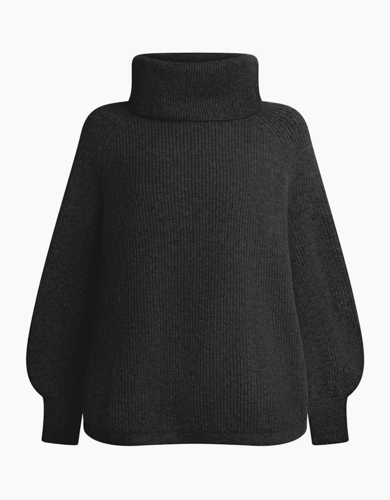Black Balloon Sleeve Roll Neck Jumper