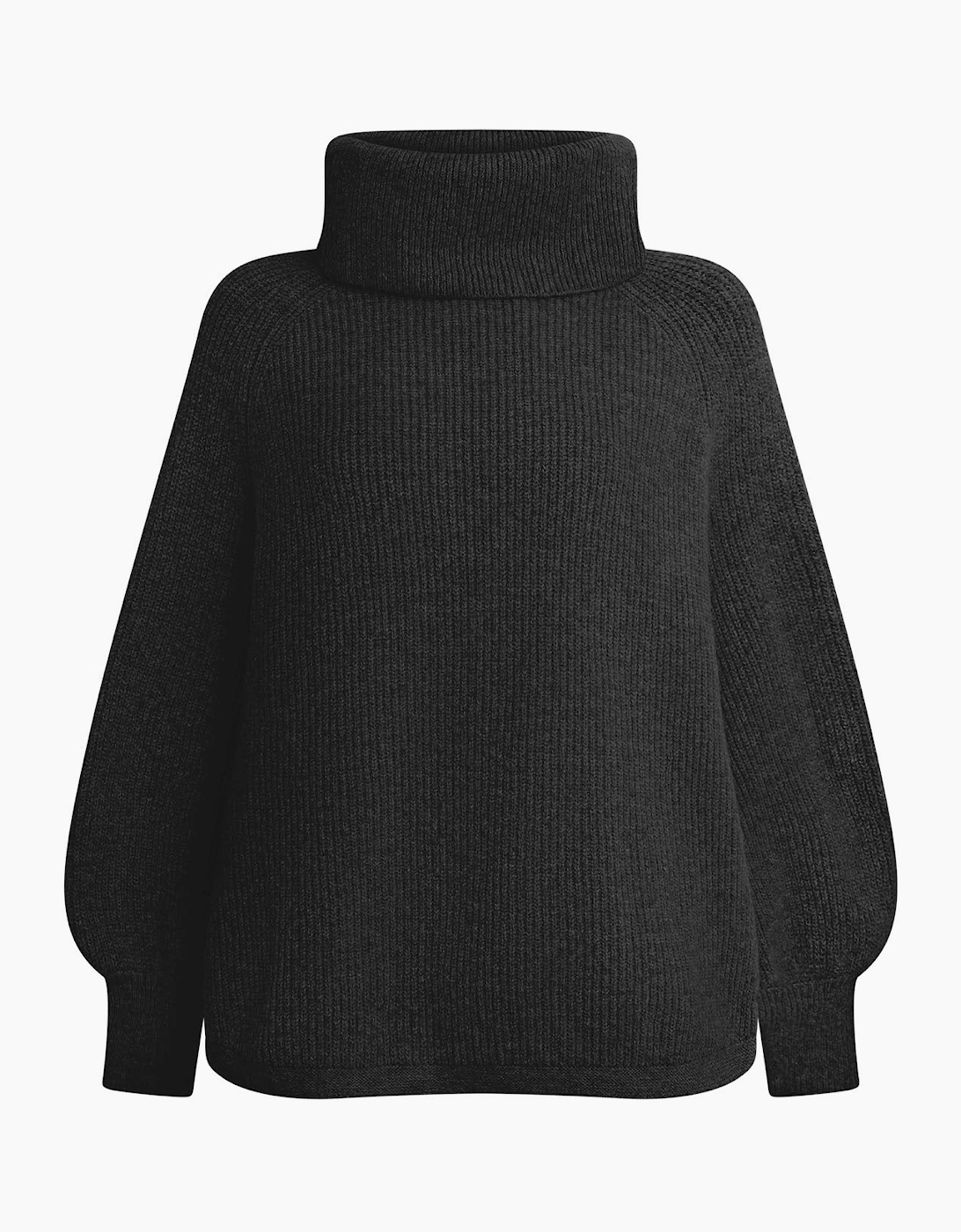Black Balloon Sleeve Roll Neck Jumper