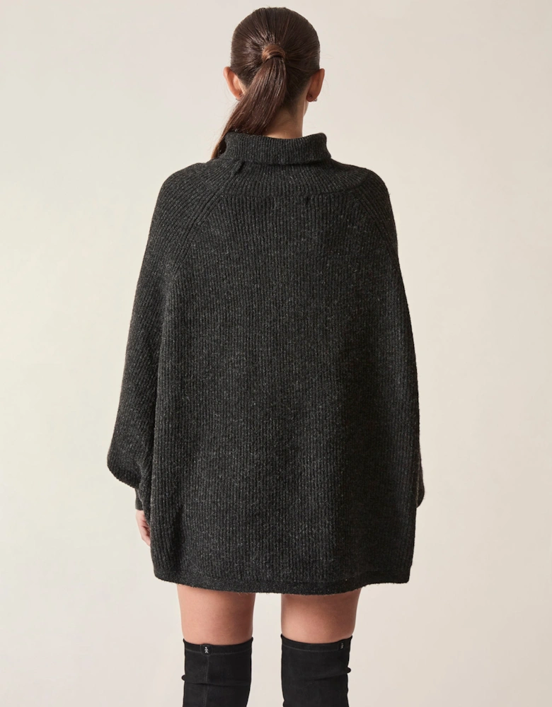 Black Balloon Sleeve Roll Neck Jumper