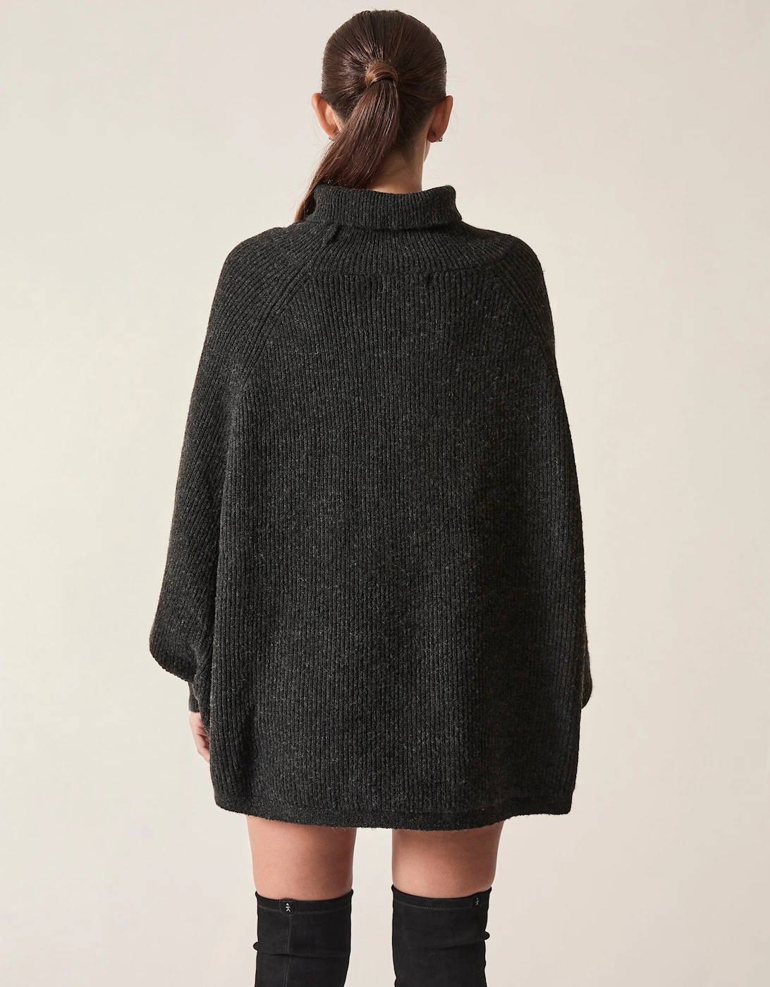 Black Balloon Sleeve Roll Neck Jumper