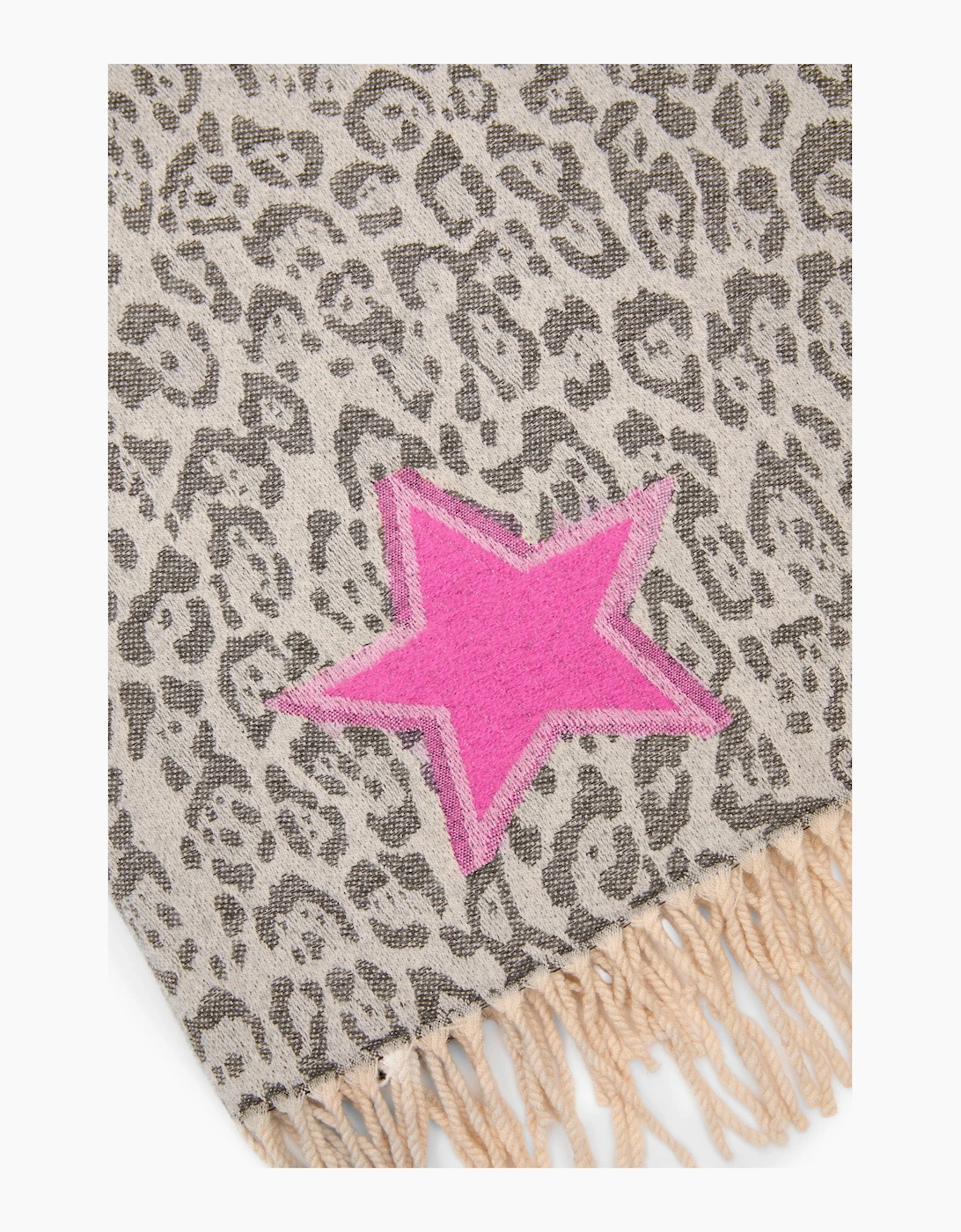 Grey Leopard Print Star Scarf