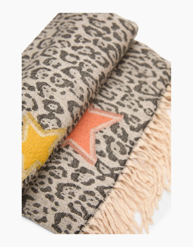 Black Leopard Print Star Scarf