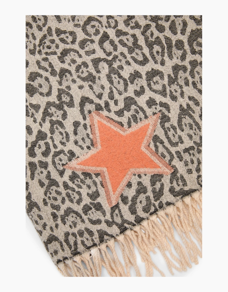 Black Leopard Print Star Scarf