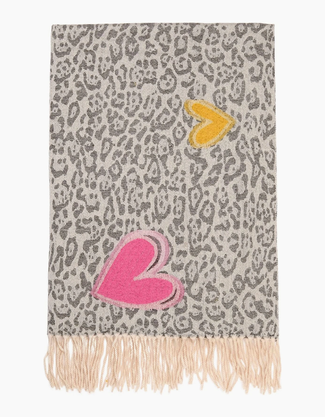 Grey Leopard Print Heart Scarf