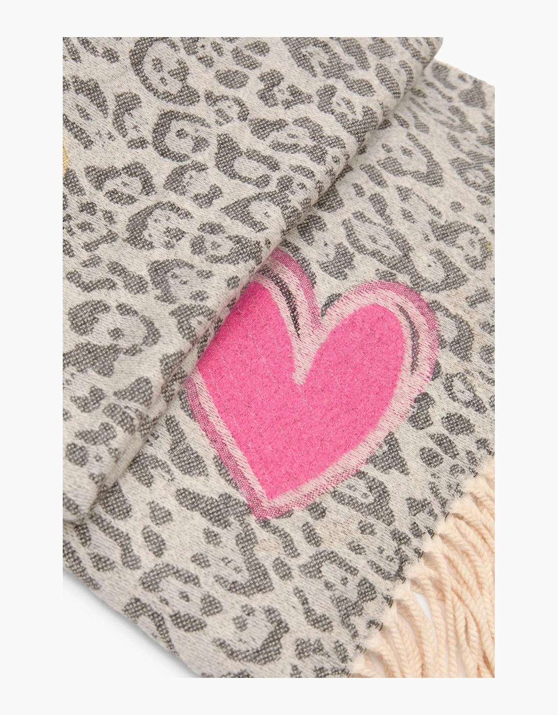 Grey Leopard Print Heart Scarf