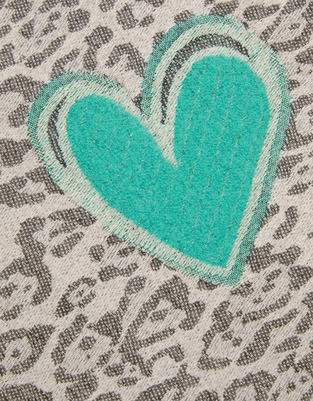 Grey Leopard Print Heart Scarf