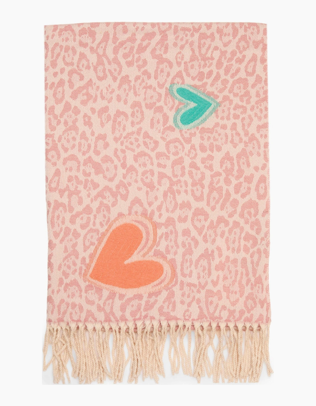 Pink Leopard Print Heart Scarf