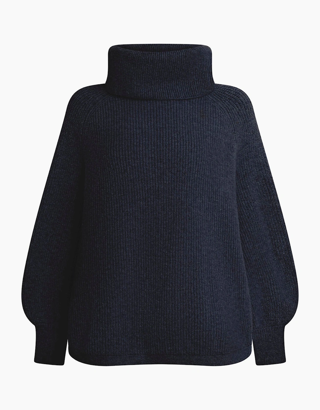 Navy Balloon Sleeve Roll Neck Jumper