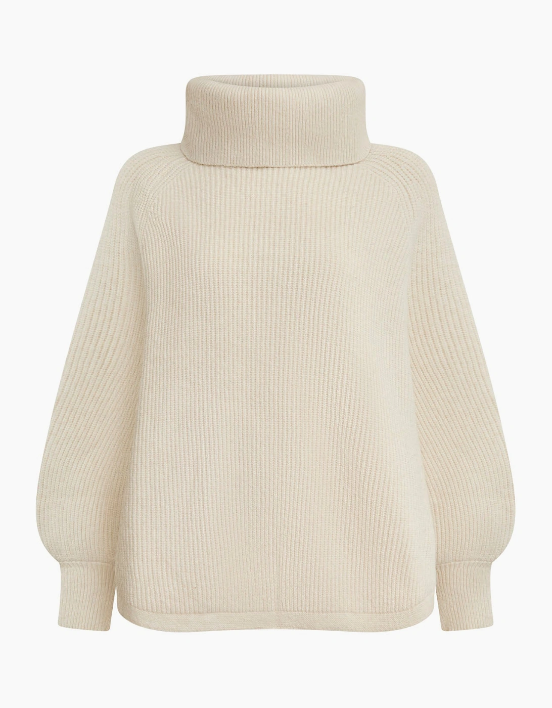White Balloon Sleeve Roll Neck Jumper