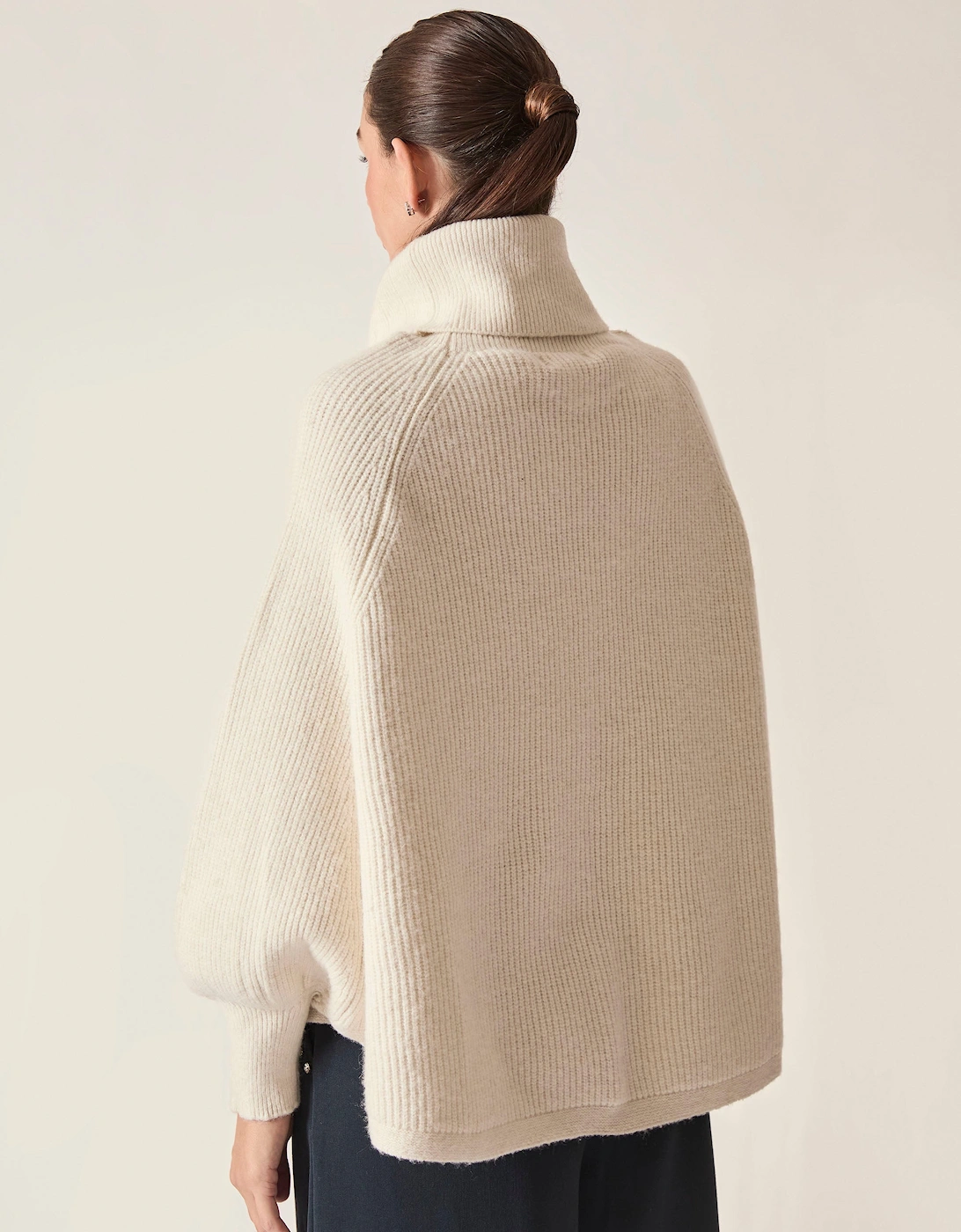 White Balloon Sleeve Roll Neck Jumper