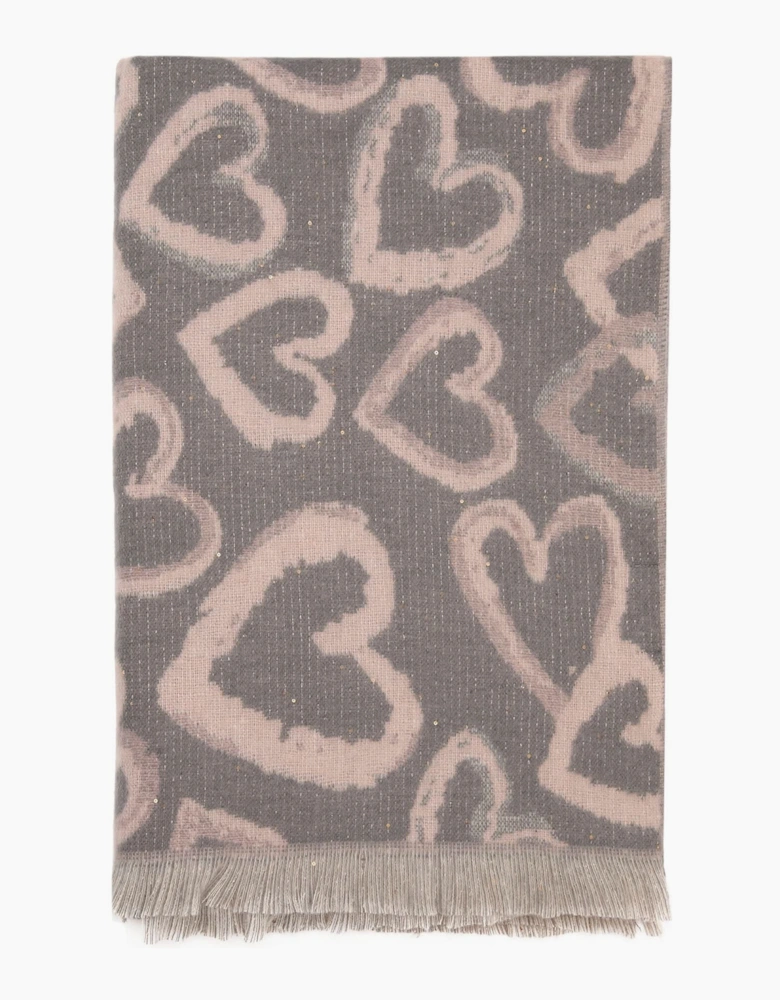 Pink Heart Print Scarf
