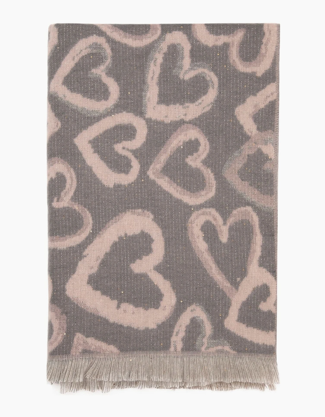 Pink Heart Print Scarf