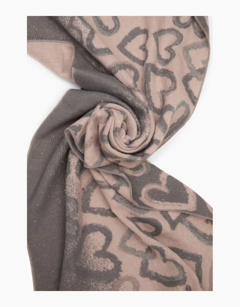 Pink Heart Print Scarf