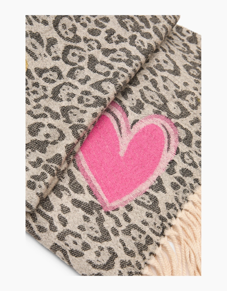 Black Leopard Print Heart Scarf