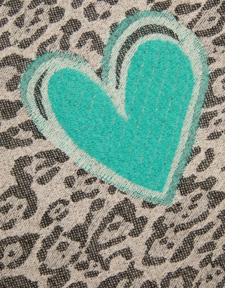 Black Leopard Print Heart Scarf