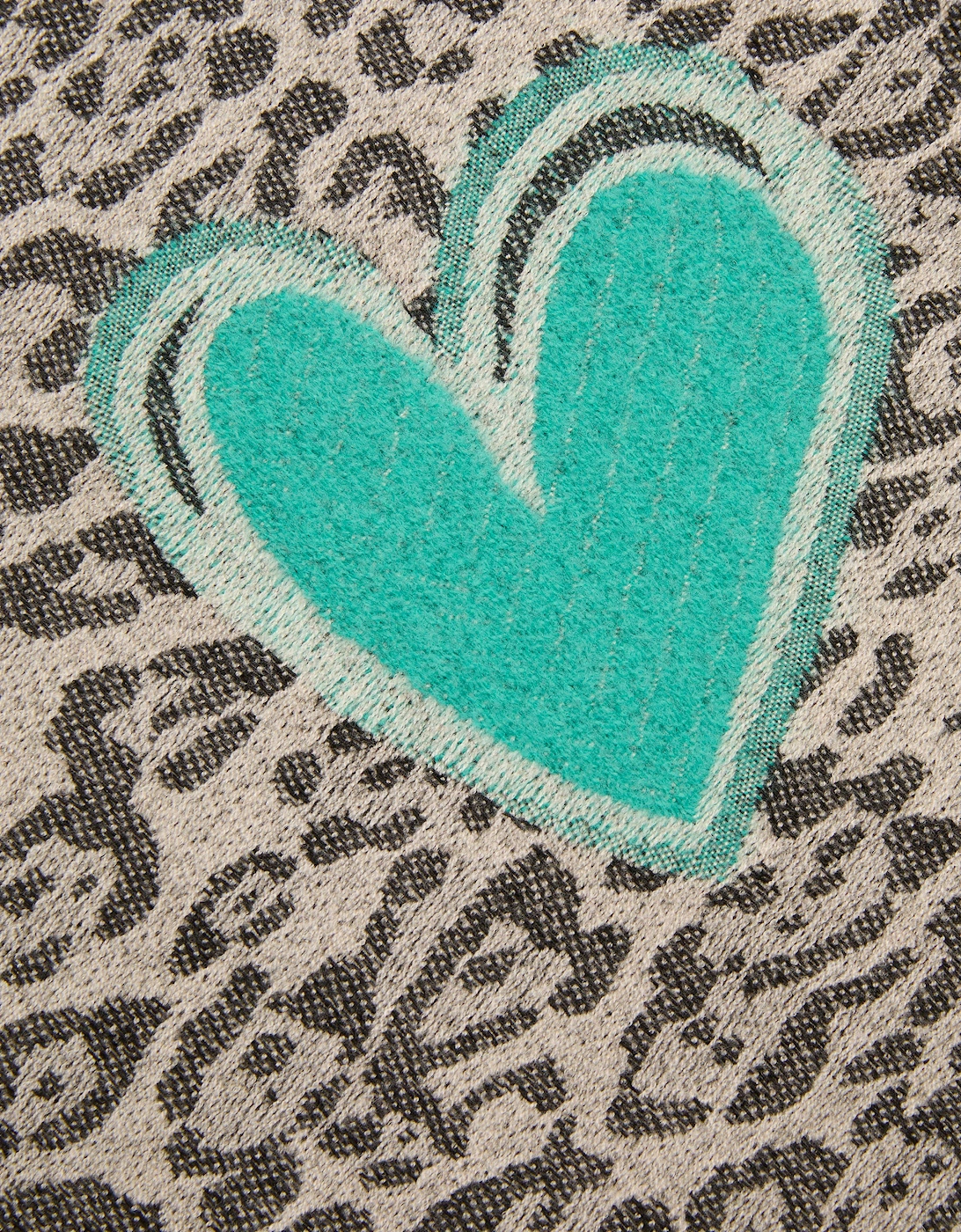 Black Leopard Print Heart Scarf
