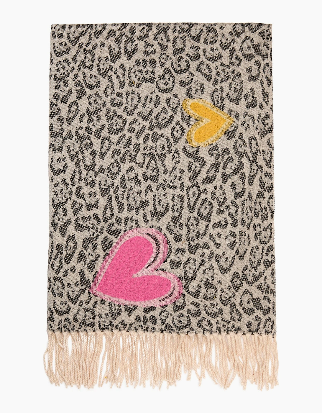 Black Leopard Print Heart Scarf