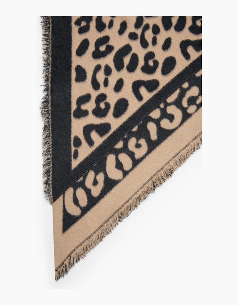 Navy & Camel Leopard Print Scarf