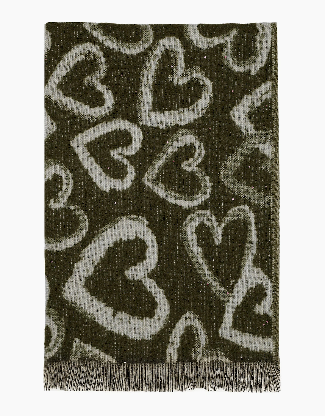 Green Heart Print Scarf