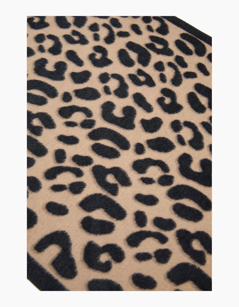 Navy & Camel Leopard Print Scarf