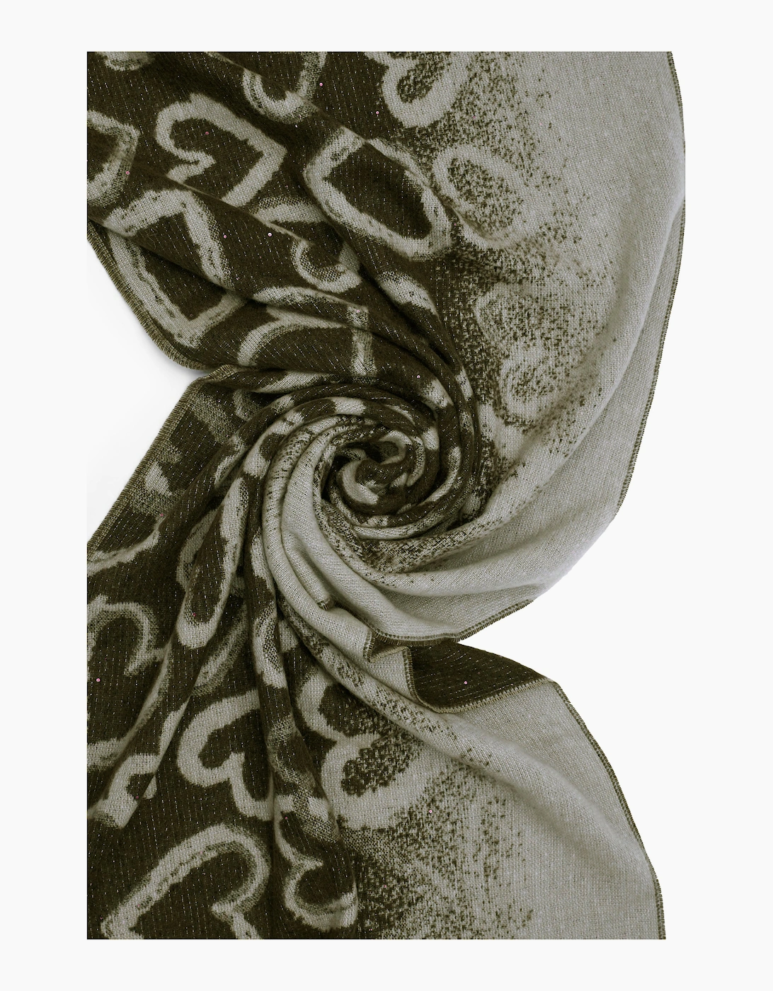 Green Heart Print Scarf