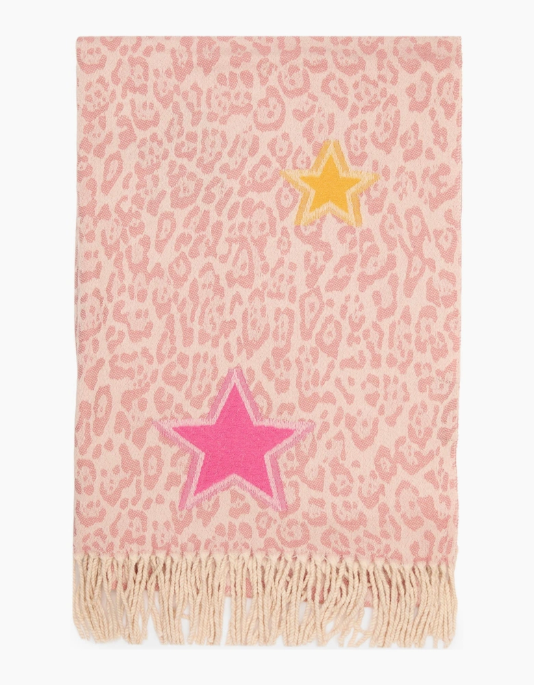 Pink Leopard Print Star Scarf