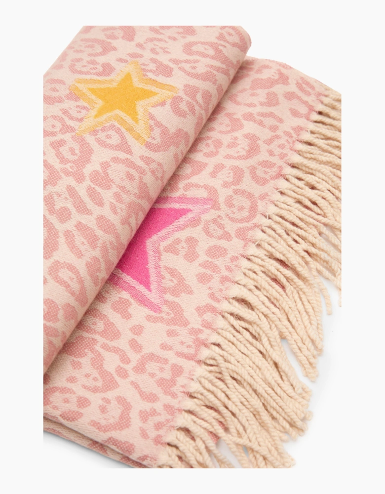 Pink Leopard Print Star Scarf