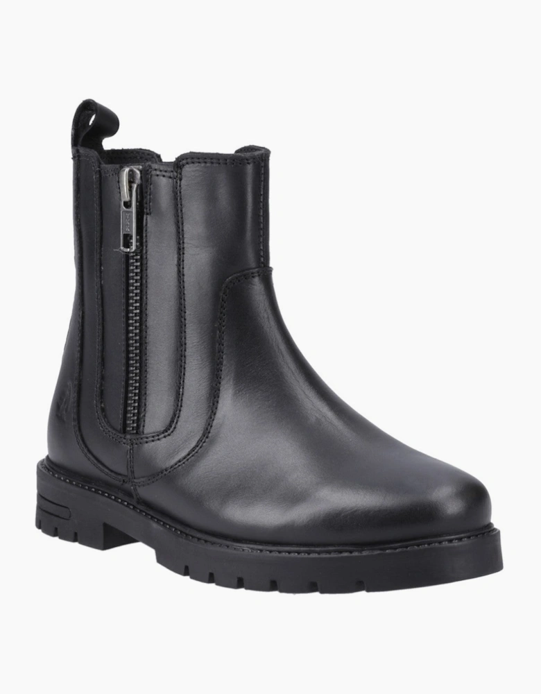 Hush Puppies Liana Zip Boot Jnr Unisex Kids School Boots Black