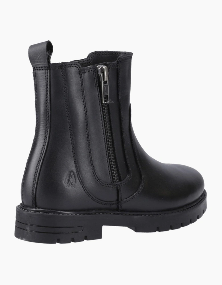 Hush Puppies Liana Zip Boot Jnr Unisex Kids School Boots Black