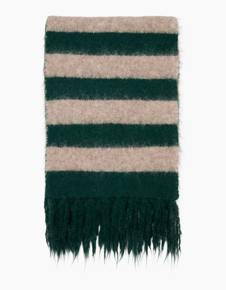 Beige & Green Stripe Blanket Scarf