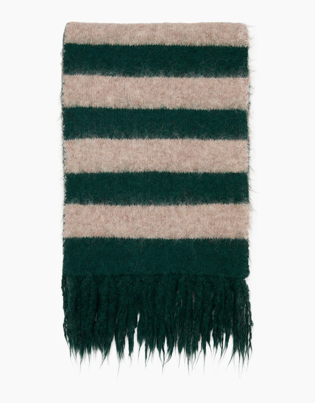 Beige & Green Stripe Blanket Scarf
