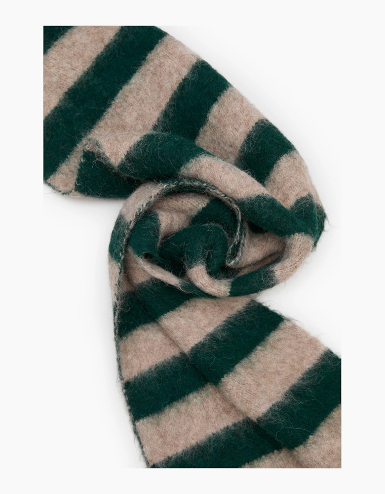 Beige & Green Stripe Blanket Scarf