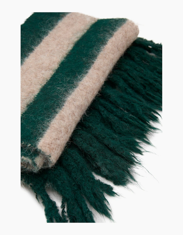 Beige & Green Stripe Blanket Scarf