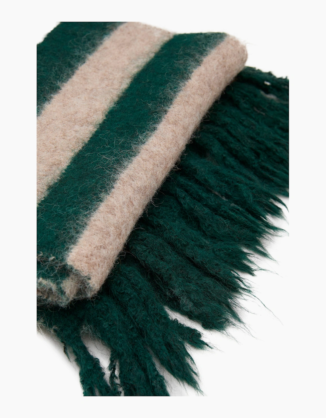 Beige & Green Stripe Blanket Scarf