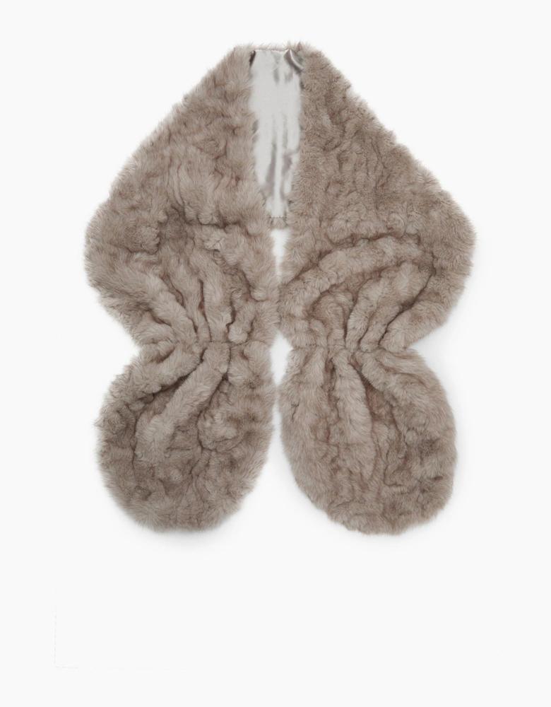 Taupe Textured Faux Fur Collar