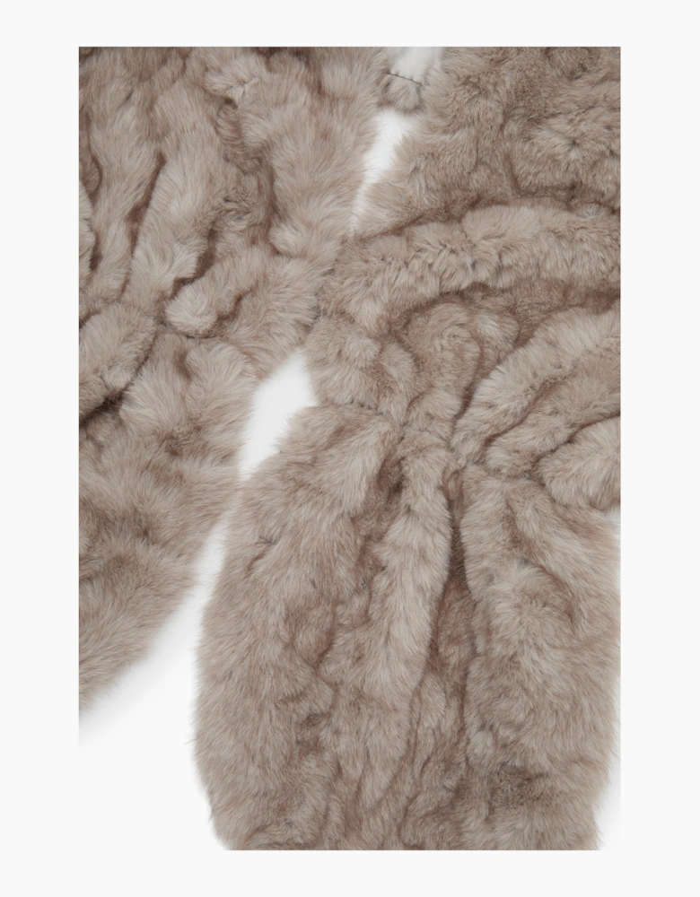 Taupe Textured Faux Fur Collar