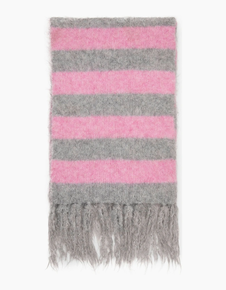 Grey & Pink Stripe Blanket Scarf