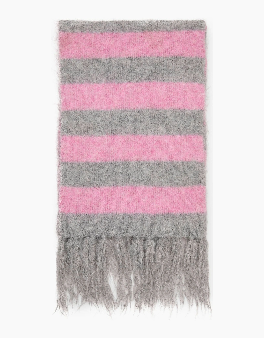 Grey & Pink Stripe Blanket Scarf