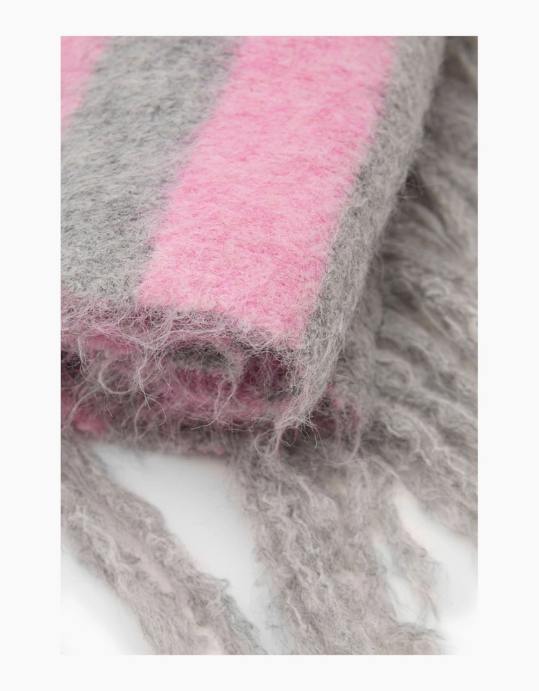 Grey & Pink Stripe Blanket Scarf