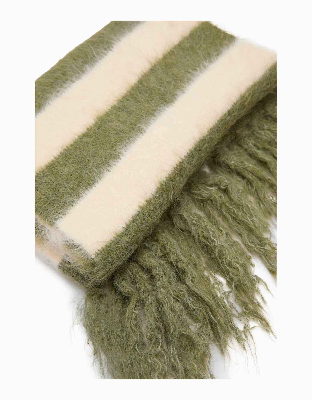 Ivory & Green Stripe Blanket Scarf