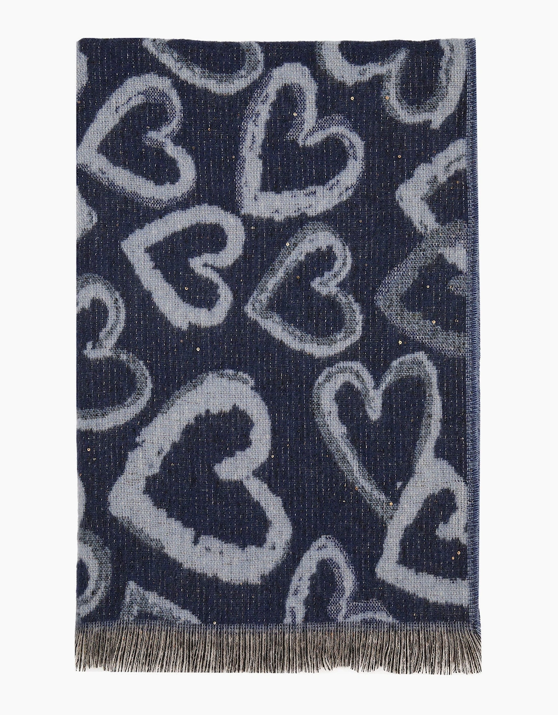 Navy Heart Print Scarf