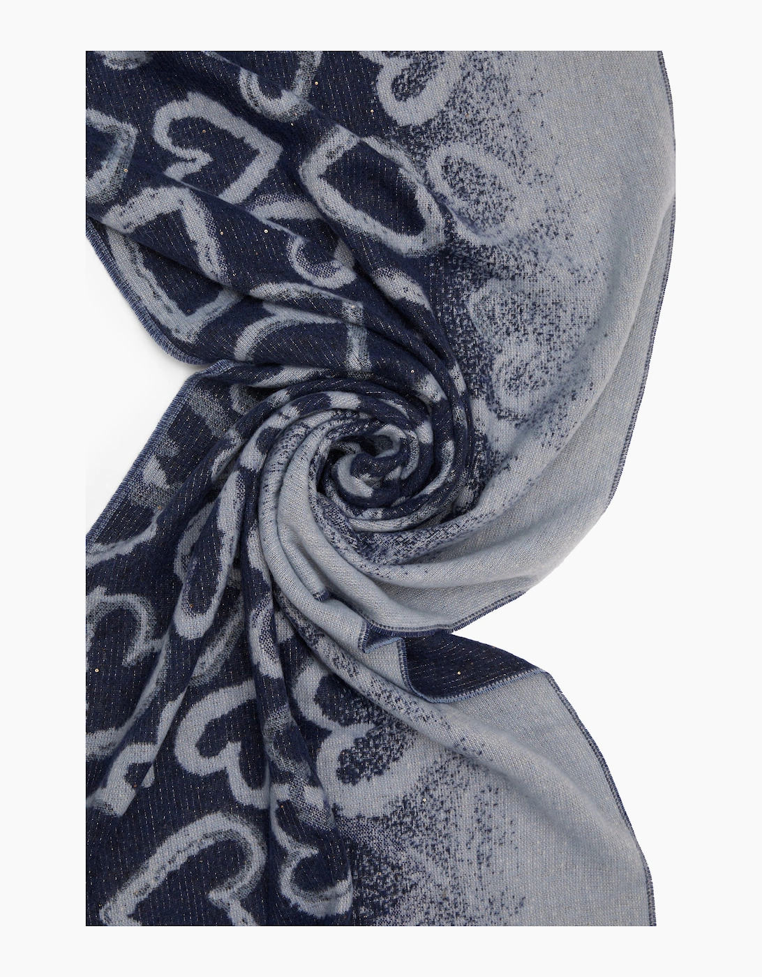 Navy Heart Print Scarf