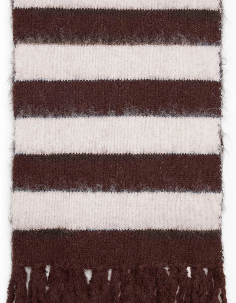 Beige & Brown Stripe Blanket Scarf