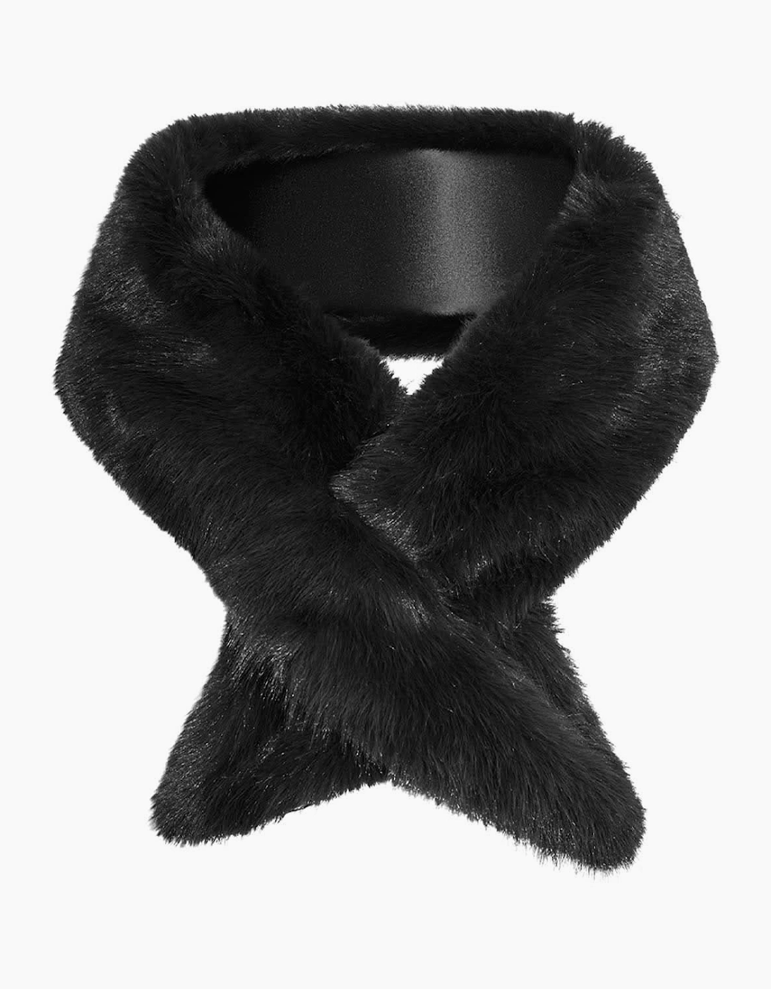 Black Faux Fur Loop-Through Scarf