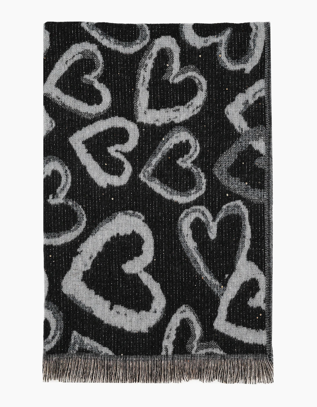 Black Heart Print Scarf